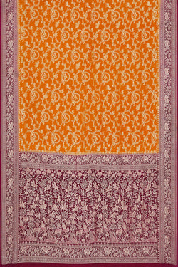 Image of Banarasi Crepe Mustard Yellow Saree