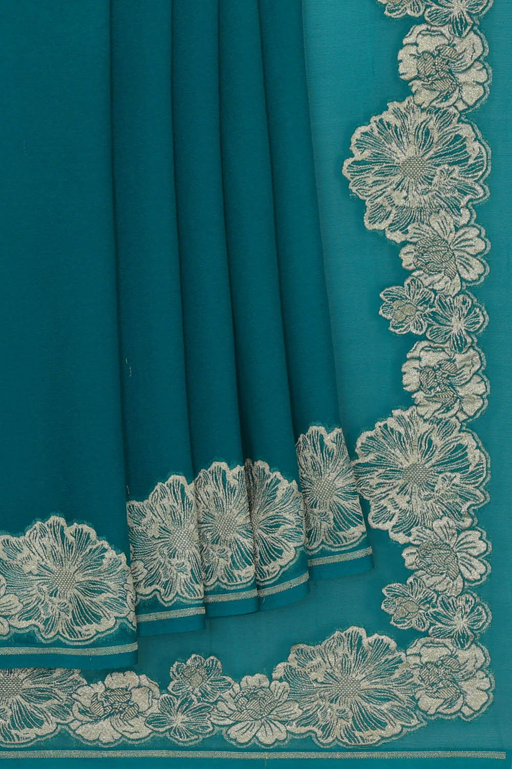 Image of Banarasi Georgette Crepe Teal Blue Saree