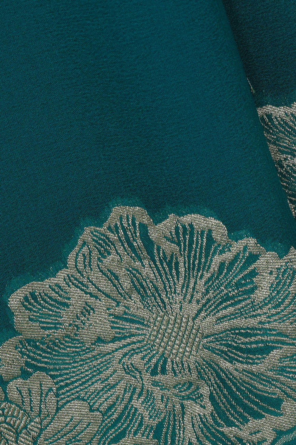 Image of Banarasi Georgette Crepe Teal Blue Saree