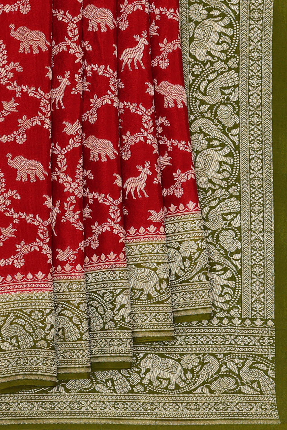 Image of Banarasi Crepe Red Saree
