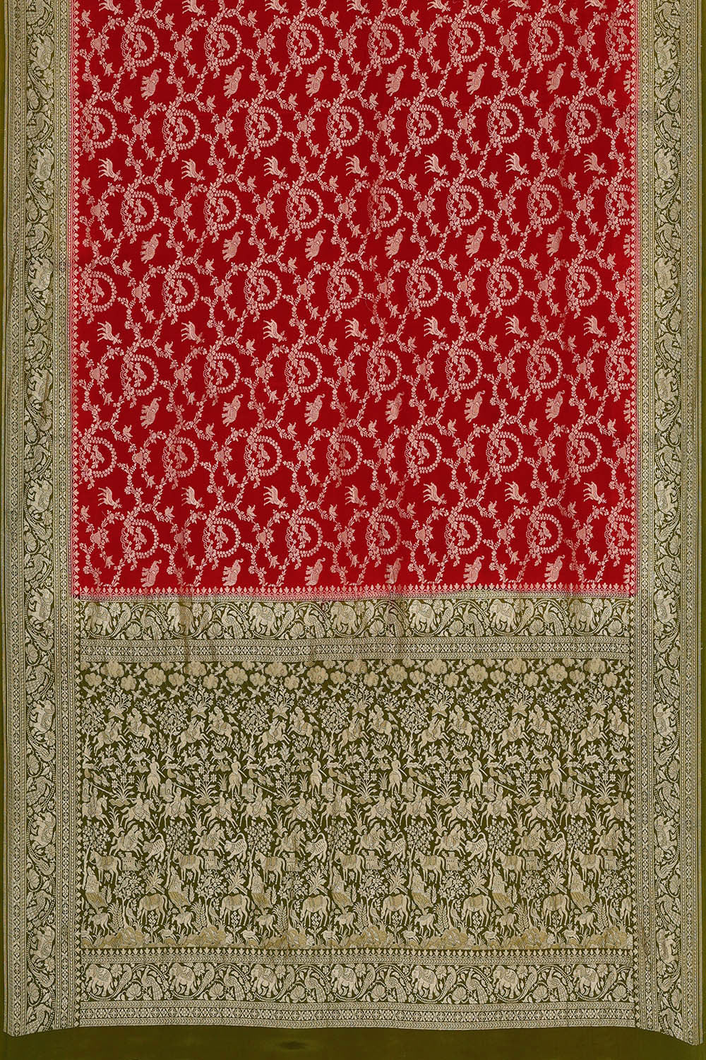 Banarasi Crepe Red Saree