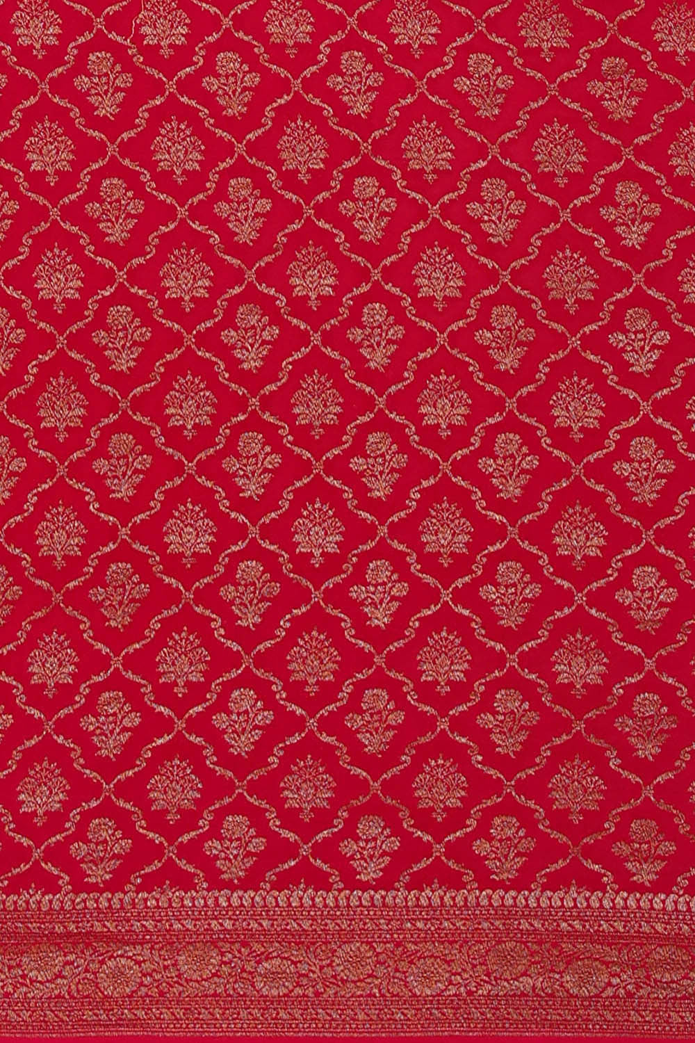 Banarasi Crepe Red Saree