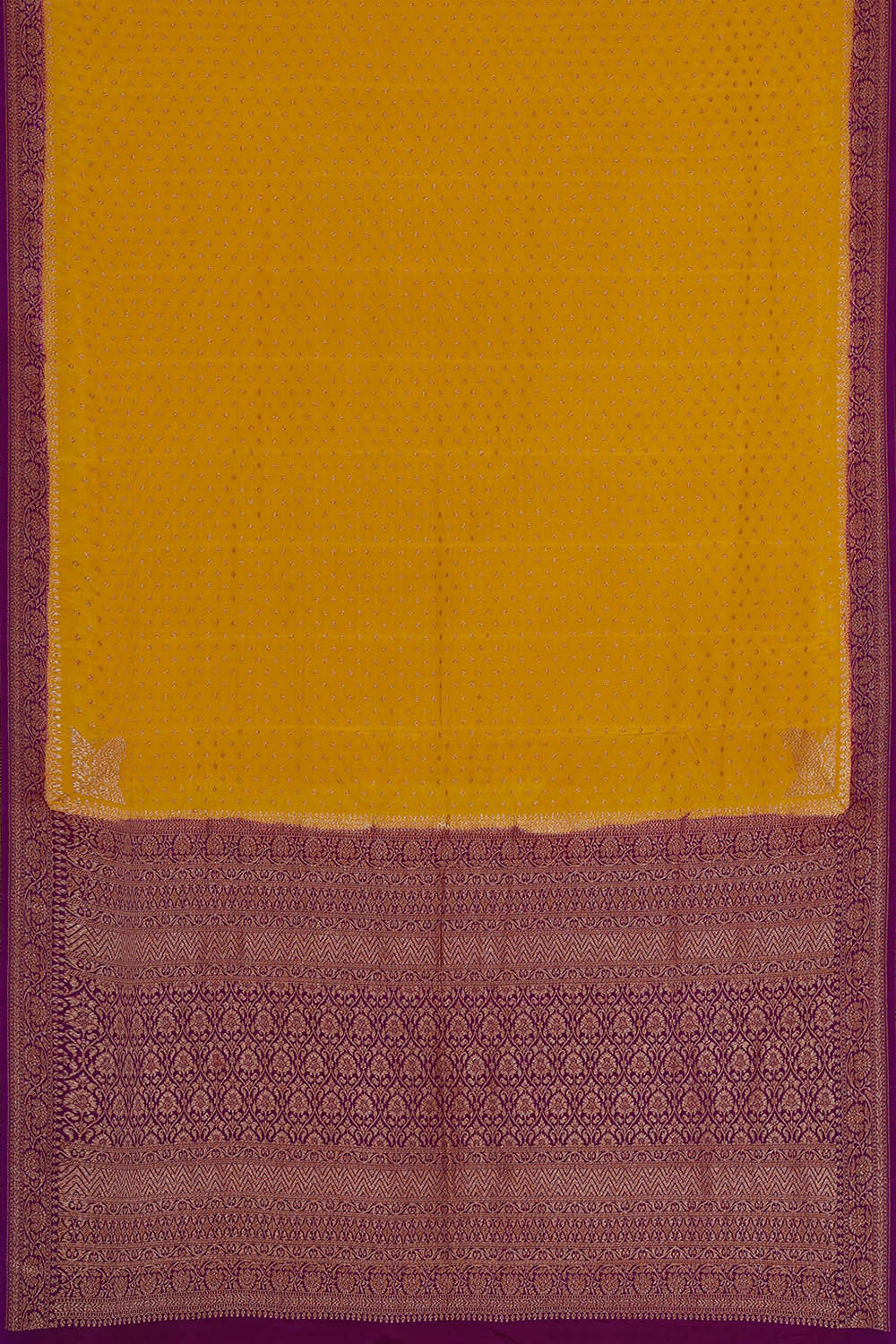 Banarasi Crepe Mustard Yellow Saree