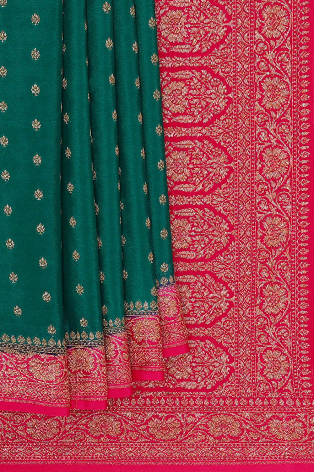 Image of Banarasi Crepe Peacock Green Saree
