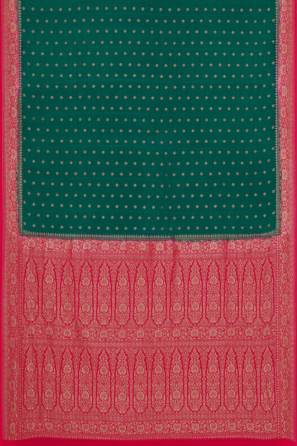 Banarasi Crepe Peacock Green Saree