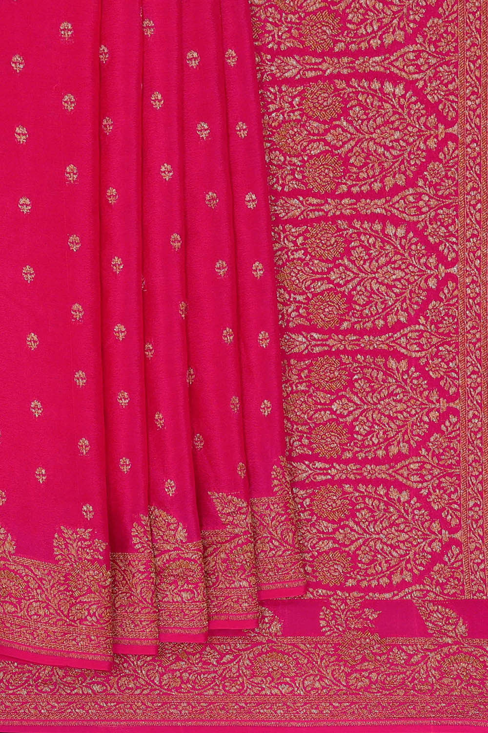 Image of Banarasi Crepe Rani Pink Saree