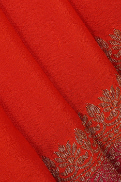 Image of Banarasi Crepe Orange Saree