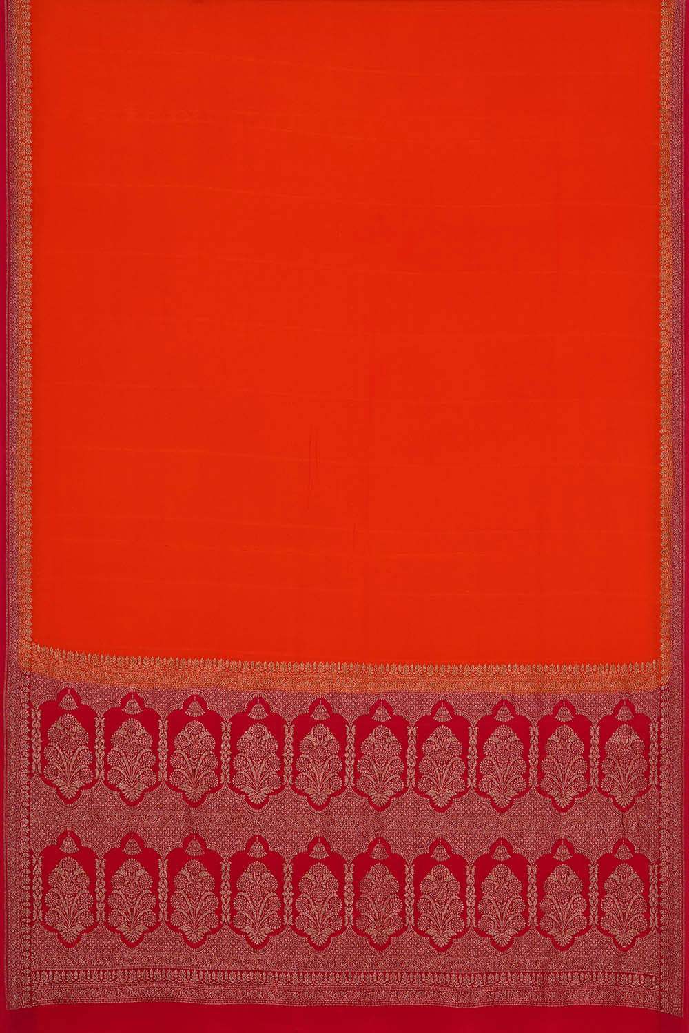 Banarasi Crepe Orange Saree