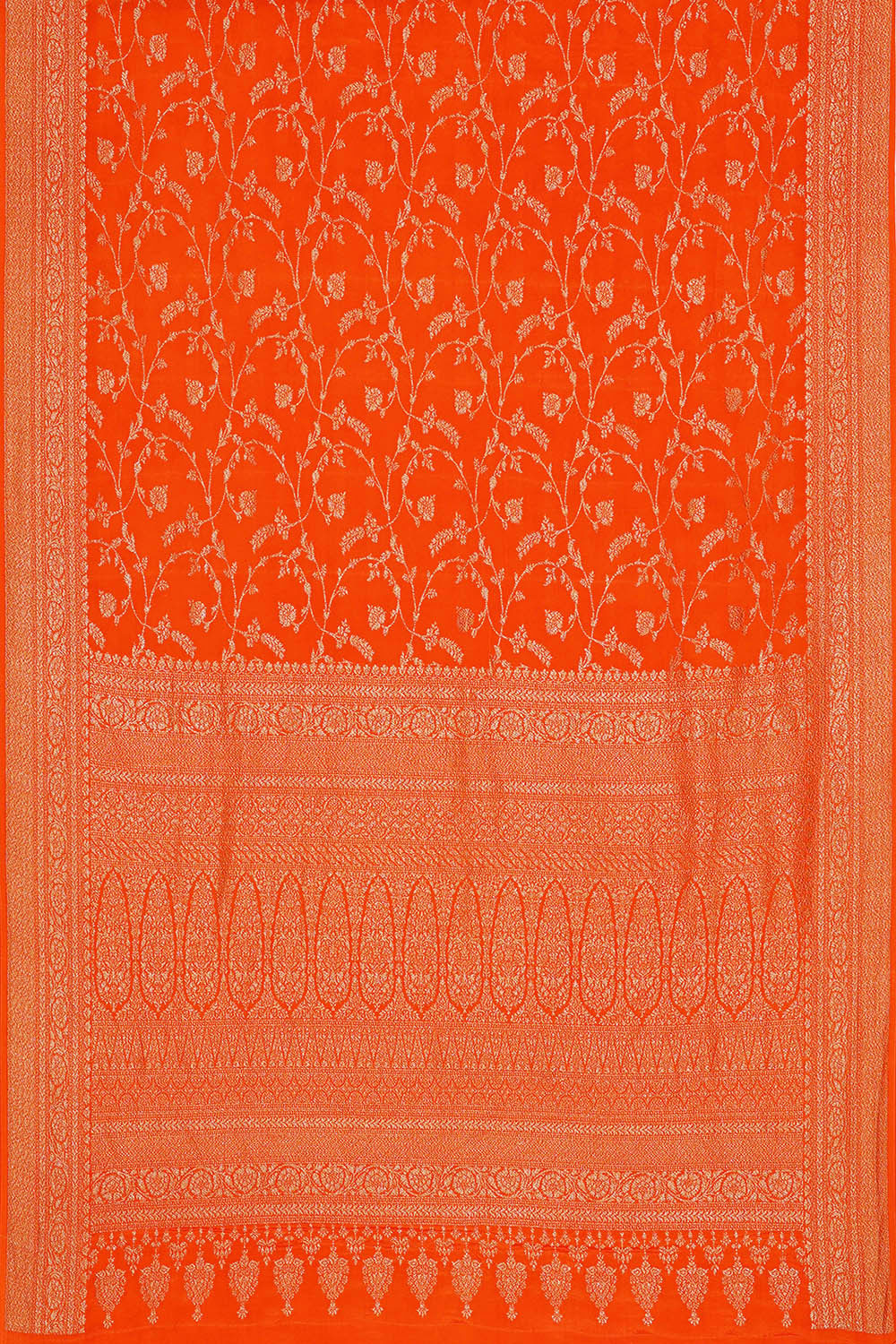 Banarasi Crepe Orange Saree