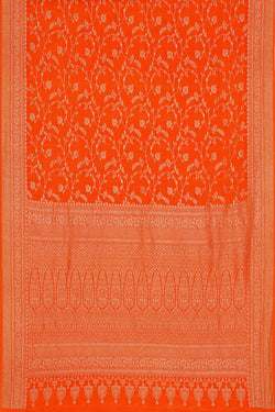 Image of Banarasi Crepe Orange Saree