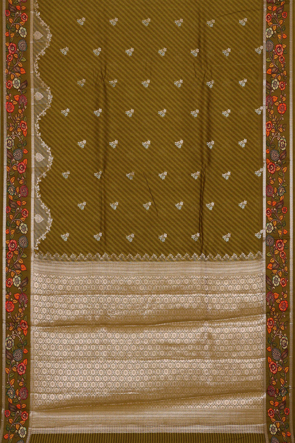 Image of Banarasi Silk Olive Green Saree