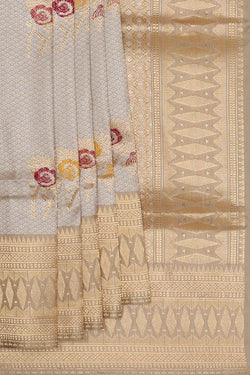 Image of Banarasi Silk Creamy Silver Saree