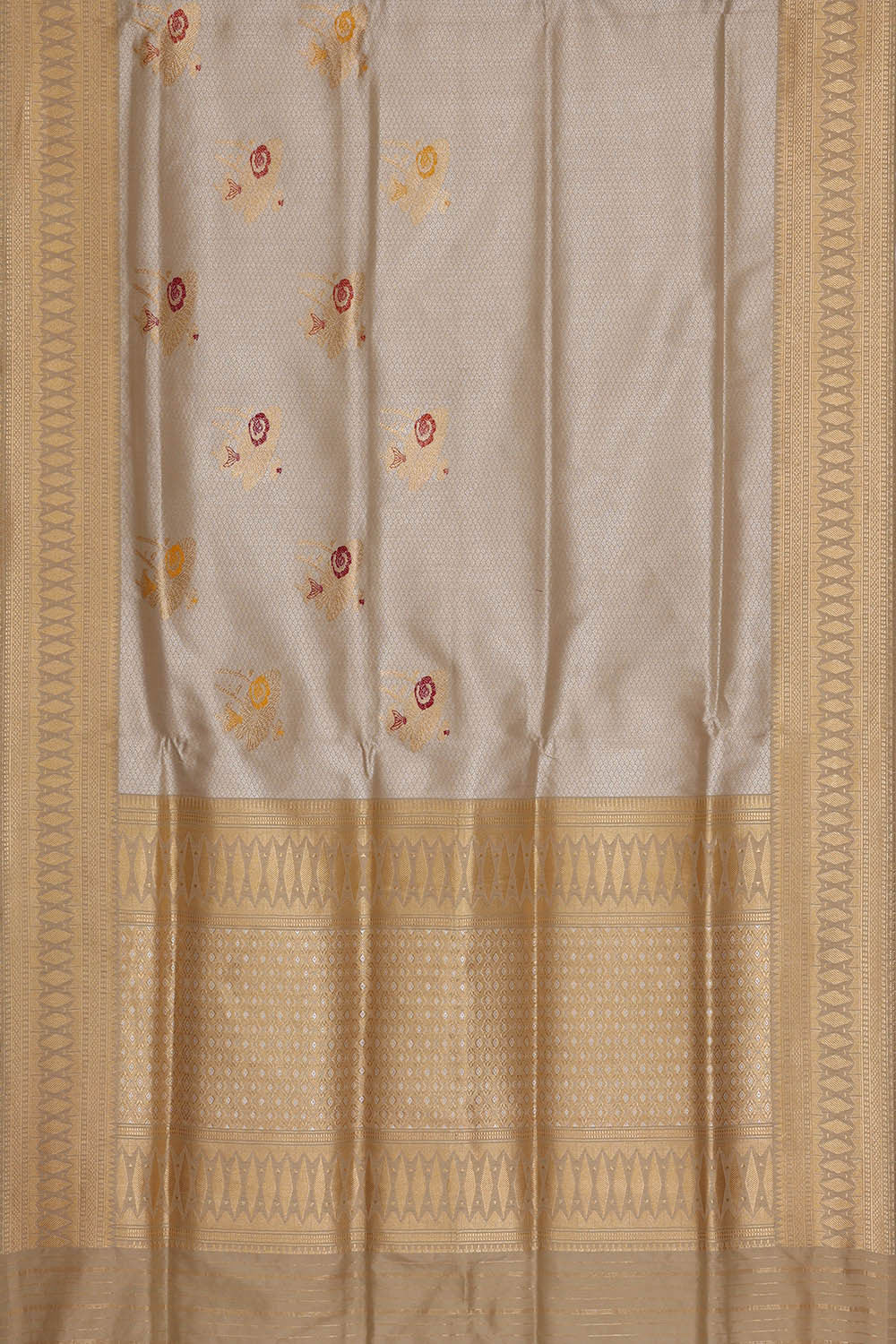 Image of Banarasi Silk Creamy Silver Saree