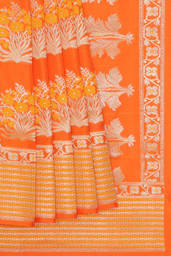 Image of Banarasi Silk Orange Saree