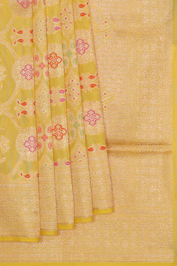 Image of Banarasi Silk Yellow Saree