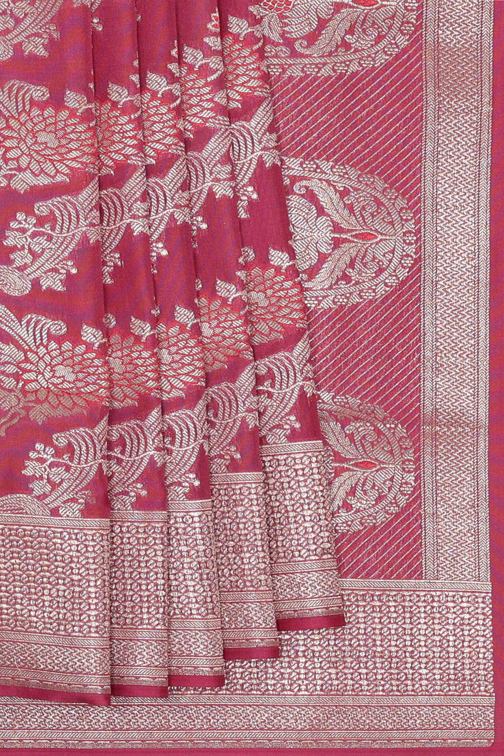 Image of Banarasi Silk Reddish Pink Saree