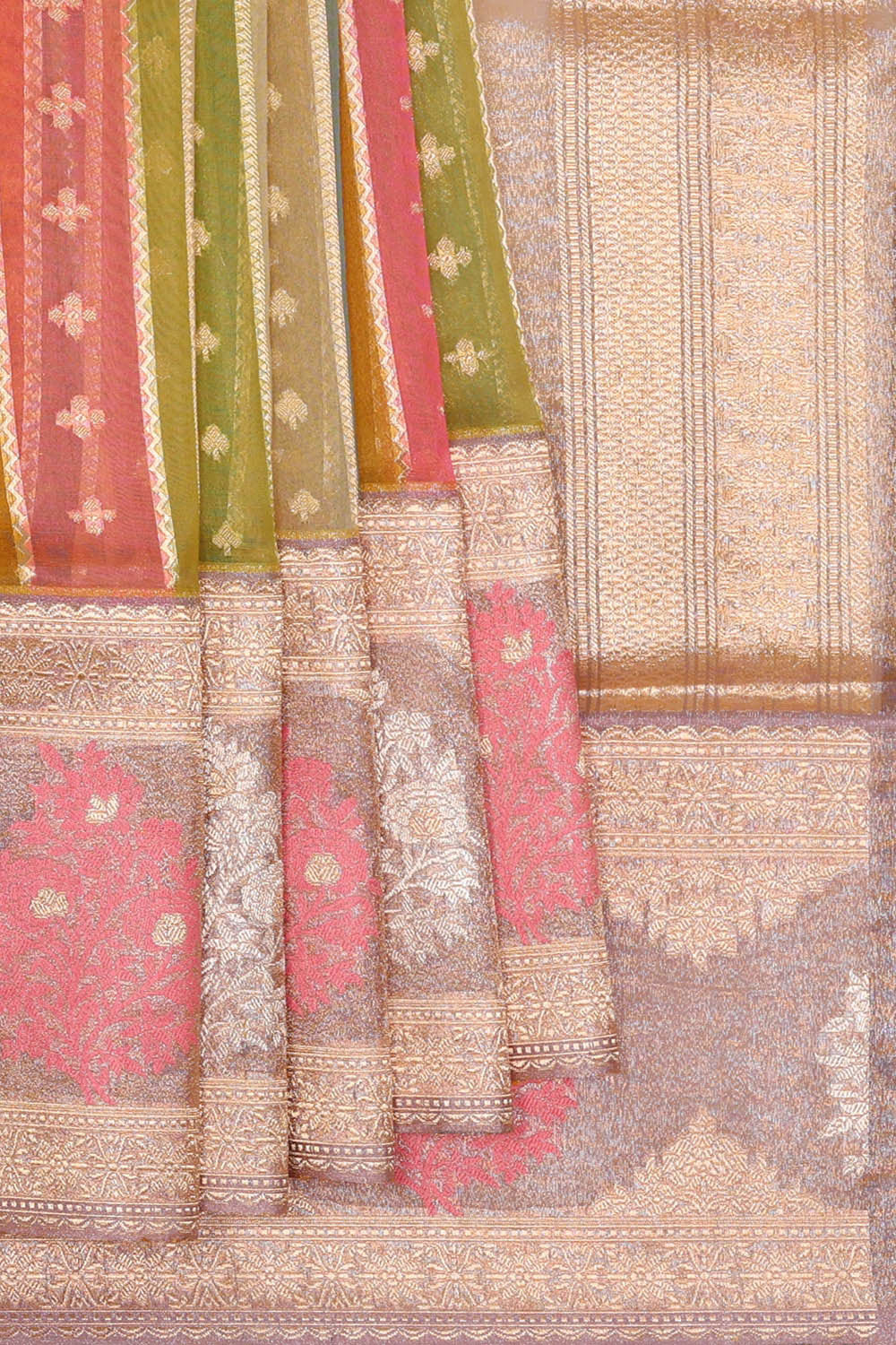 Image of Banarasi Kora Multicolour Saree
