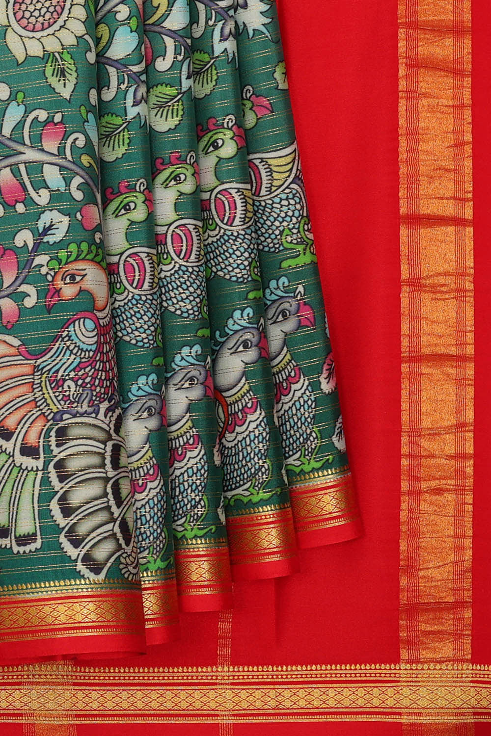 Binny Crepe Teal Green Saree