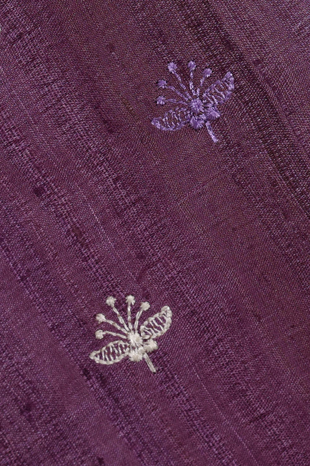 Image of Tussar Dark Lavender Embroidered Saree