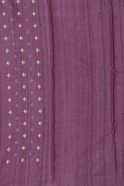 Image of Tussar Dark Lavender Embroidered Saree