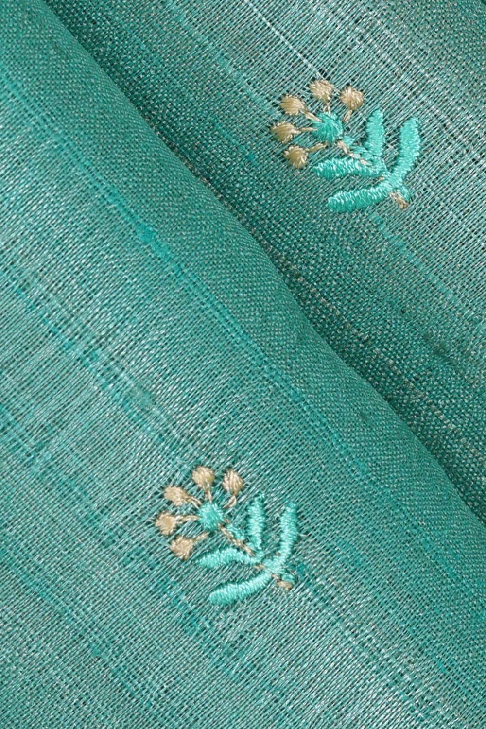 Image of Tussar Sea Green Embroidered Saree