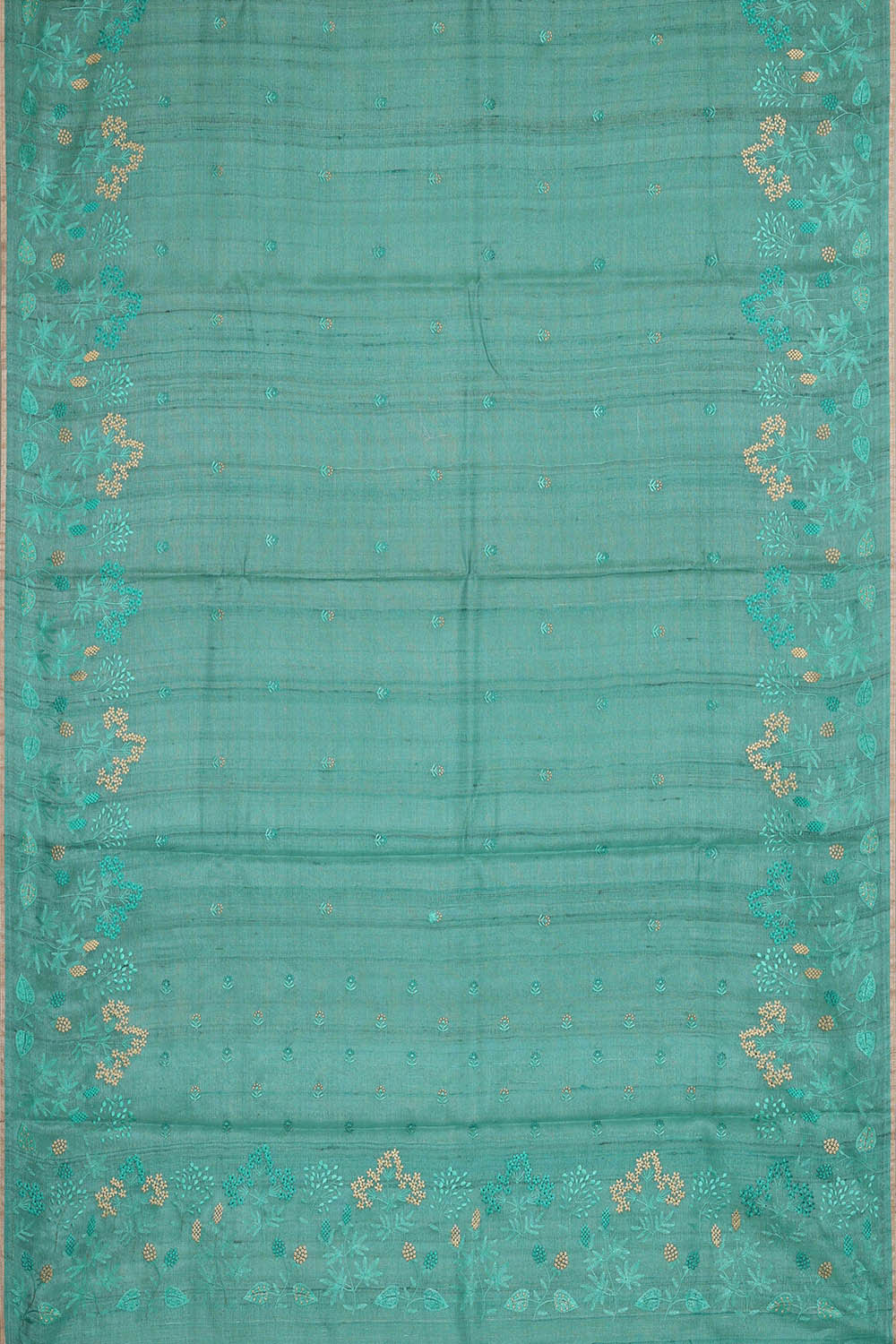 Image of Tussar Sea Green Embroidered Saree