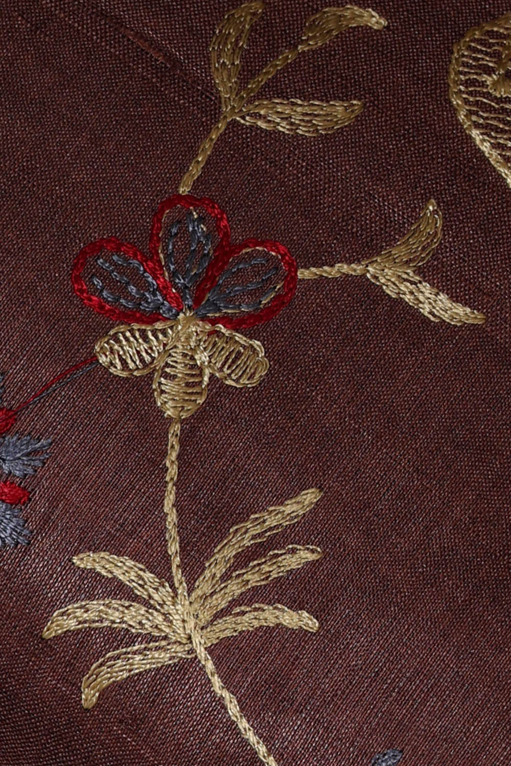 Image of Tussar Brown Embroidered Saree