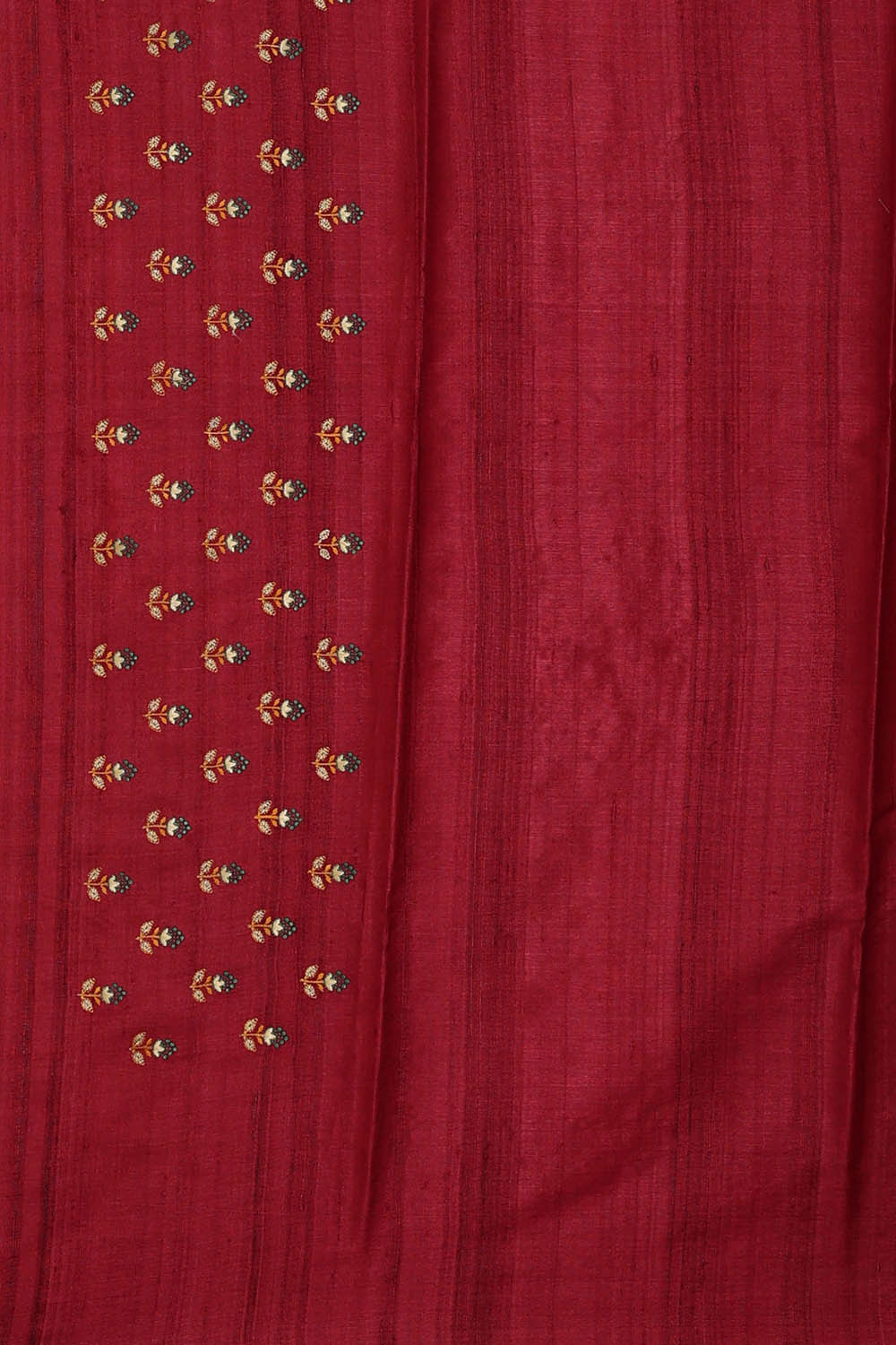 Tussar Dark Red Embroidered Saree