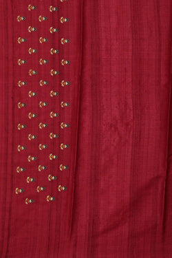 Image of Tussar Dark Red Embroidered Saree