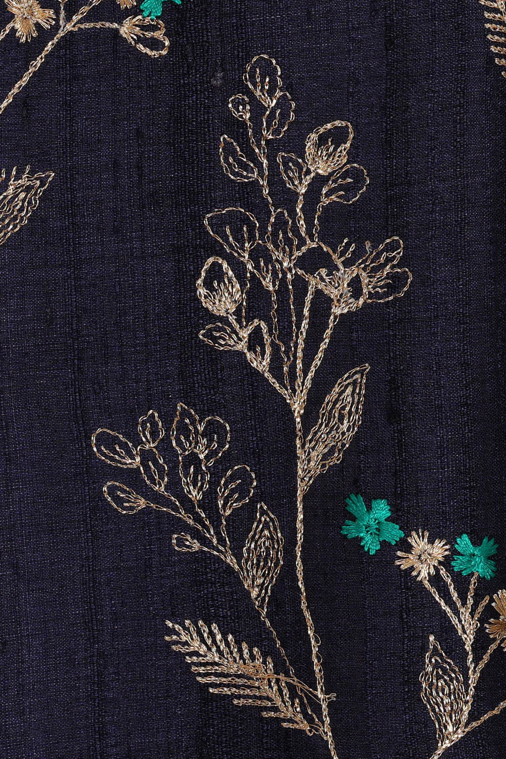 Tussar Navy Blue Embroidered Saree
