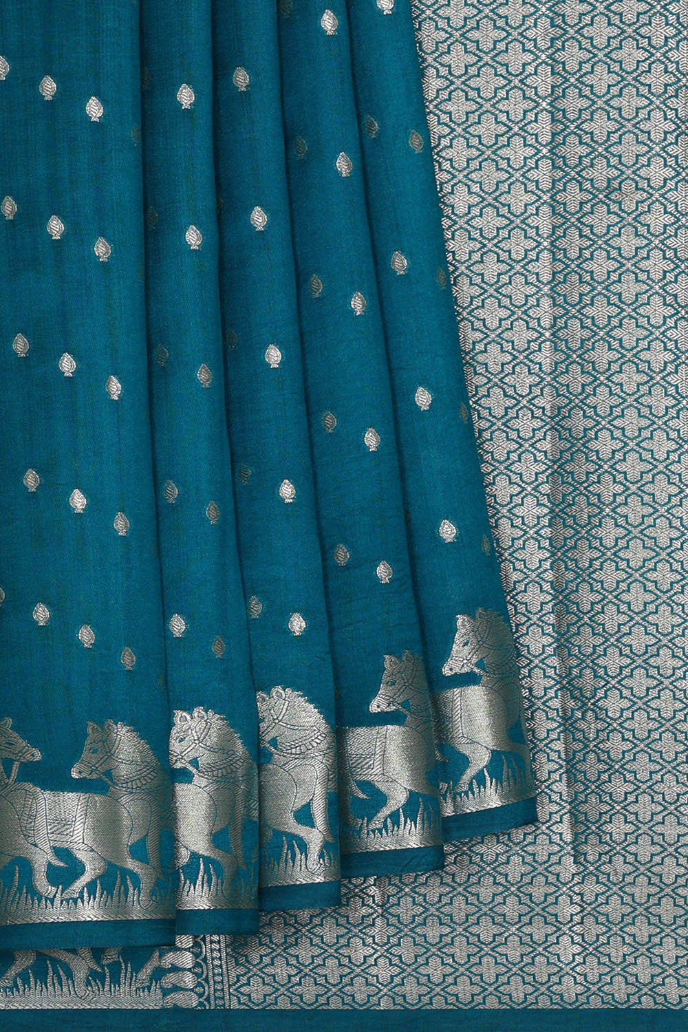 Peacock Blue Silk Saree