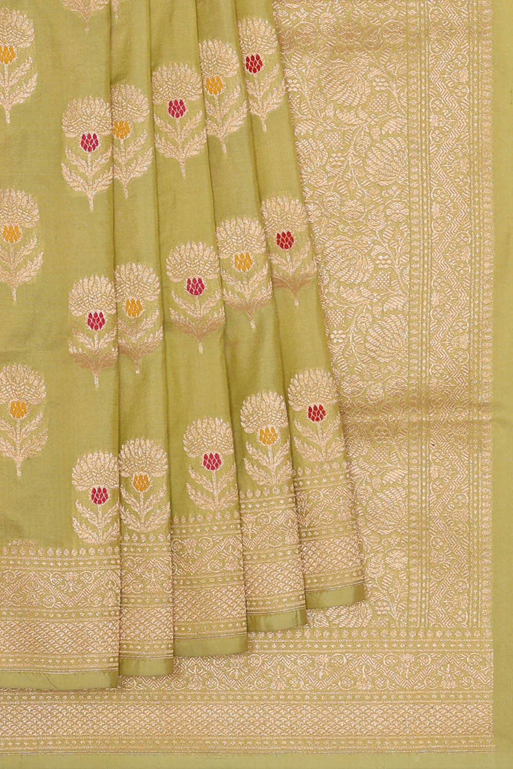 Image of Banarasi Silk Pista Green Saree