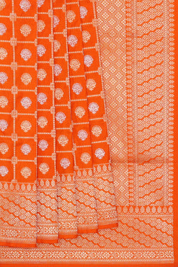 Image of Banarasi Silk Orange Saree