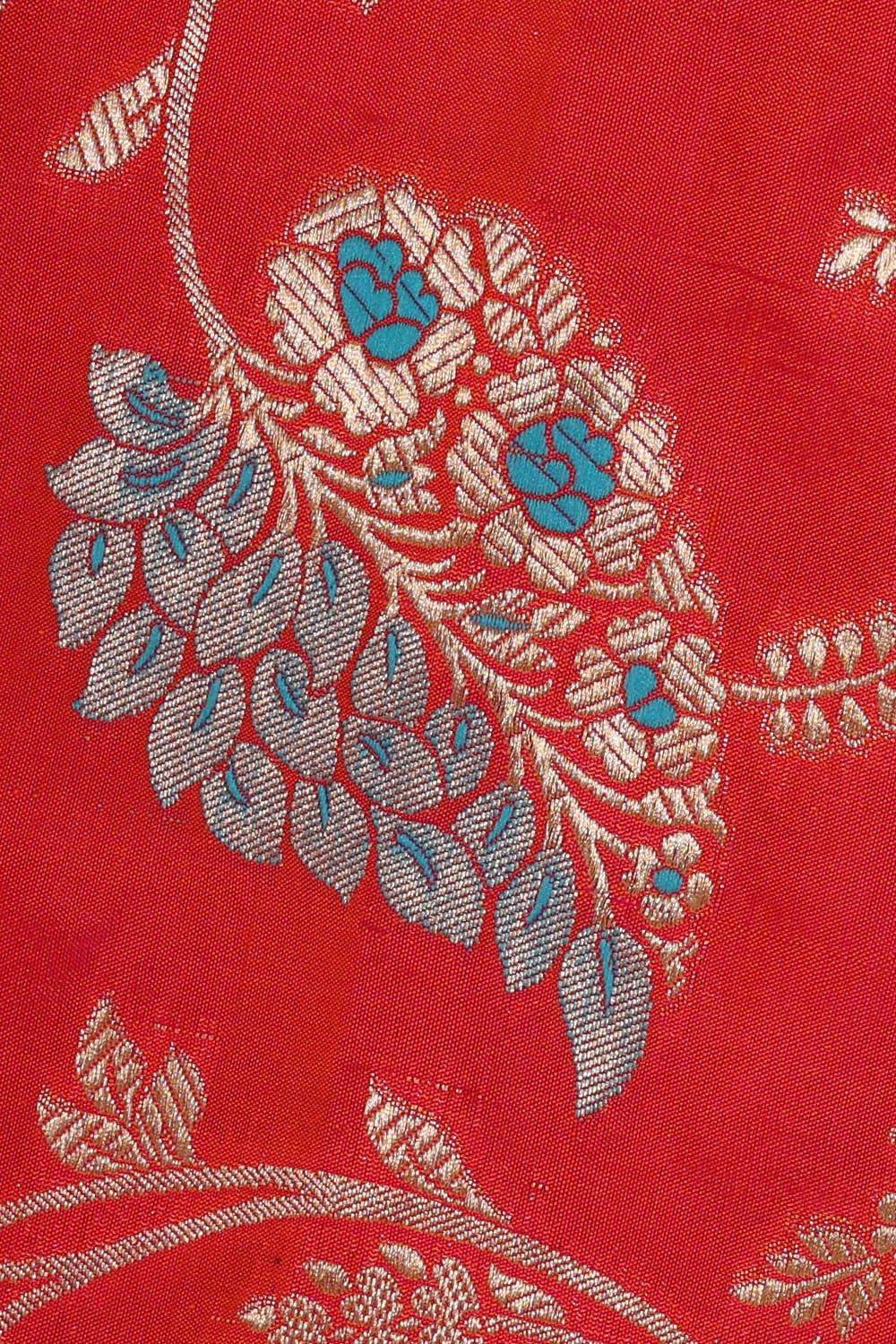 Image of Banarasi Silk Reddish Orange Saree