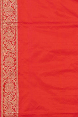 Image of Banarasi Silk Reddish Orange Saree