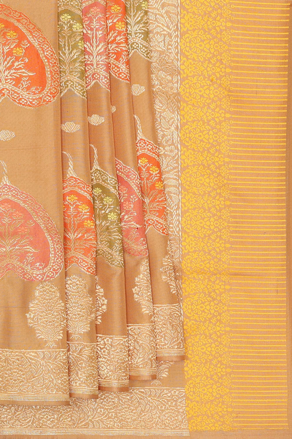 Image of Banarasi Silk Dark Cream Saree