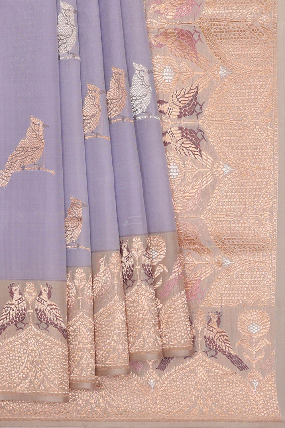 Image of Banarasi Silk Lavender Saree