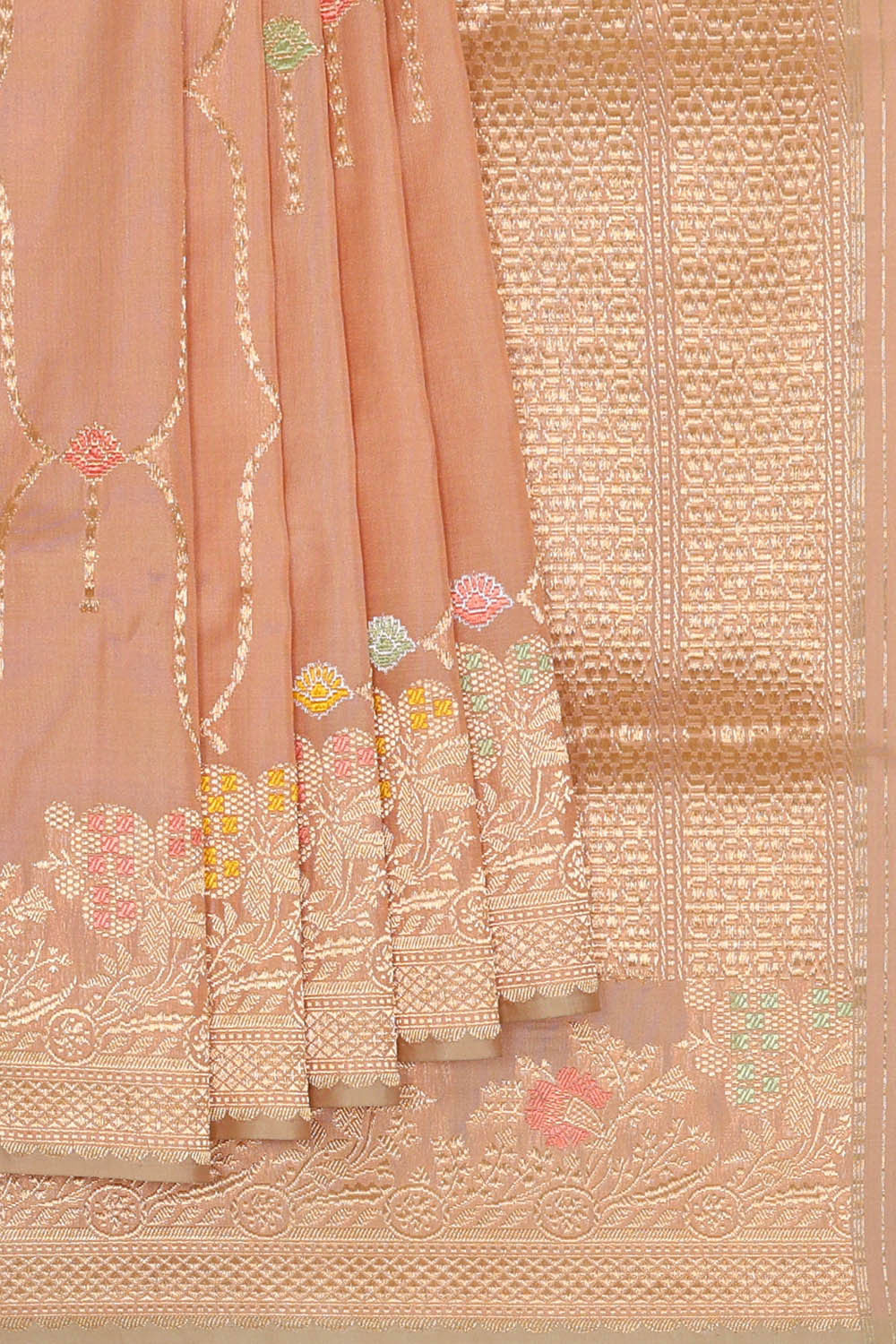 Image of Banarasi Silk Peach Saree