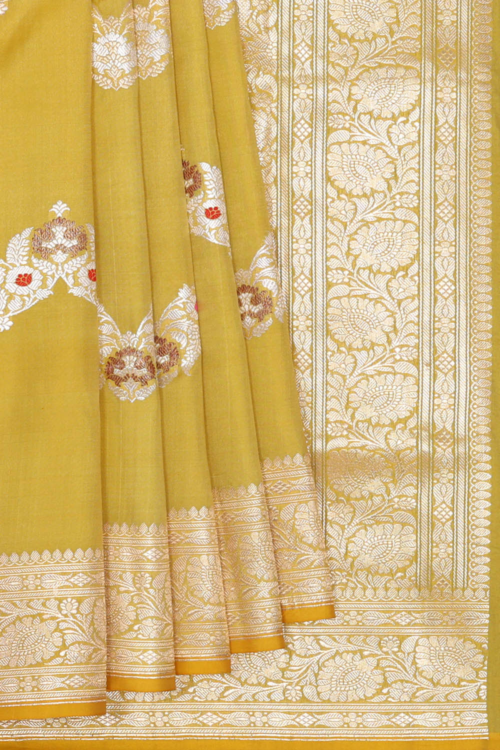 Image of Banarasi Silk Mustard Yellow Saree