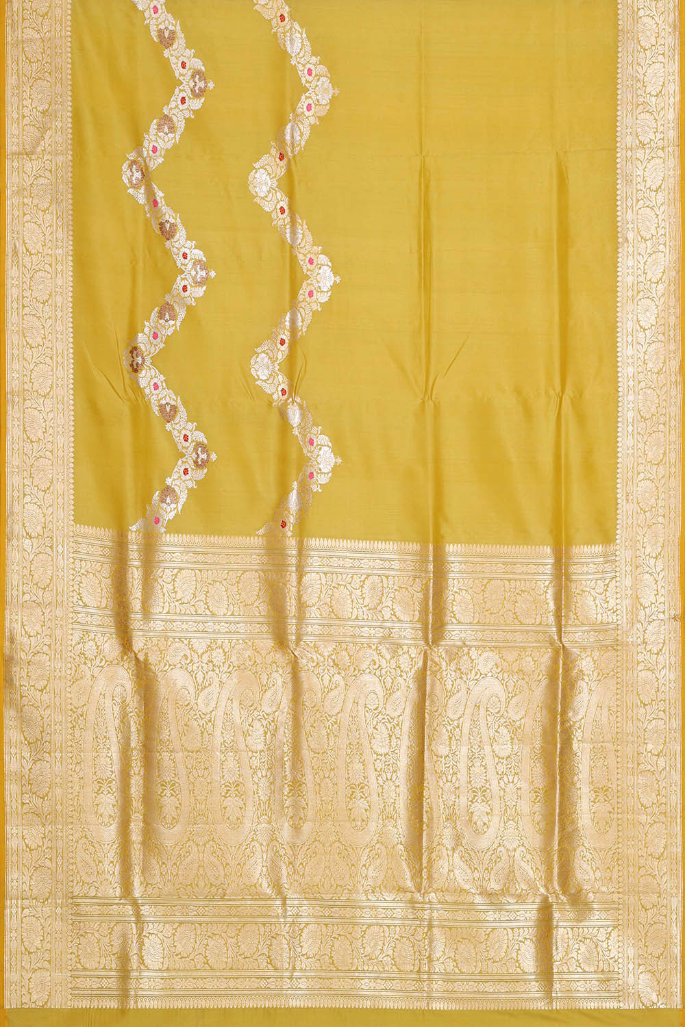 Image of Banarasi Silk Mustard Yellow Saree