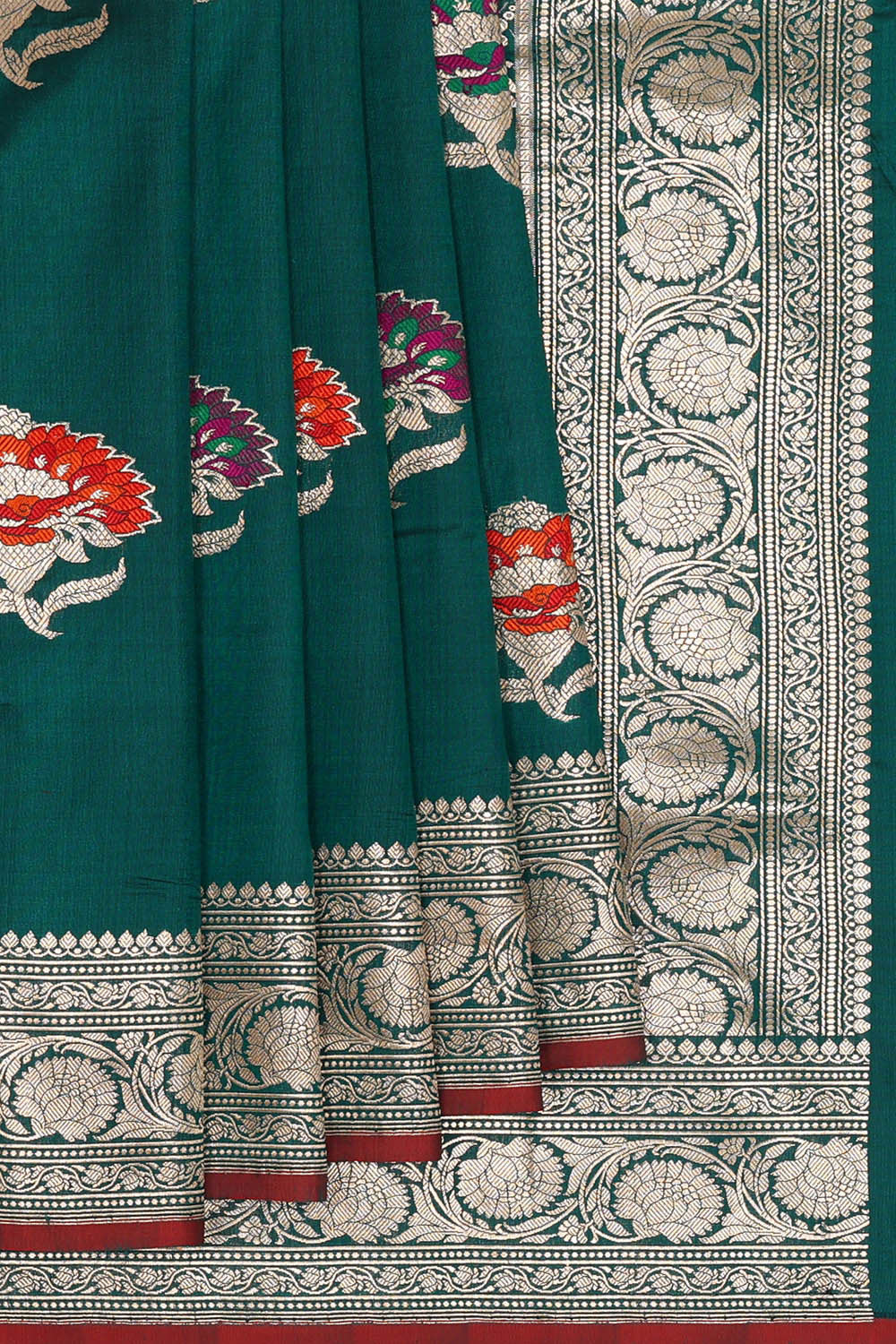 Image of Banarasi Silk Peacock Green Saree