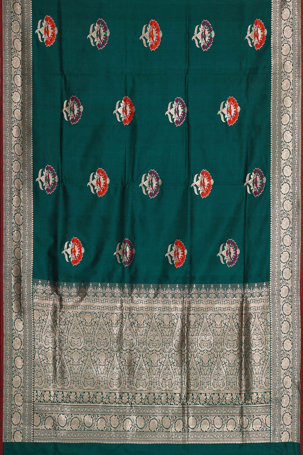 Image of Banarasi Silk Peacock Green Saree