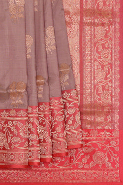 Image of Banarasi Silk Dark Mauve Pink Saree