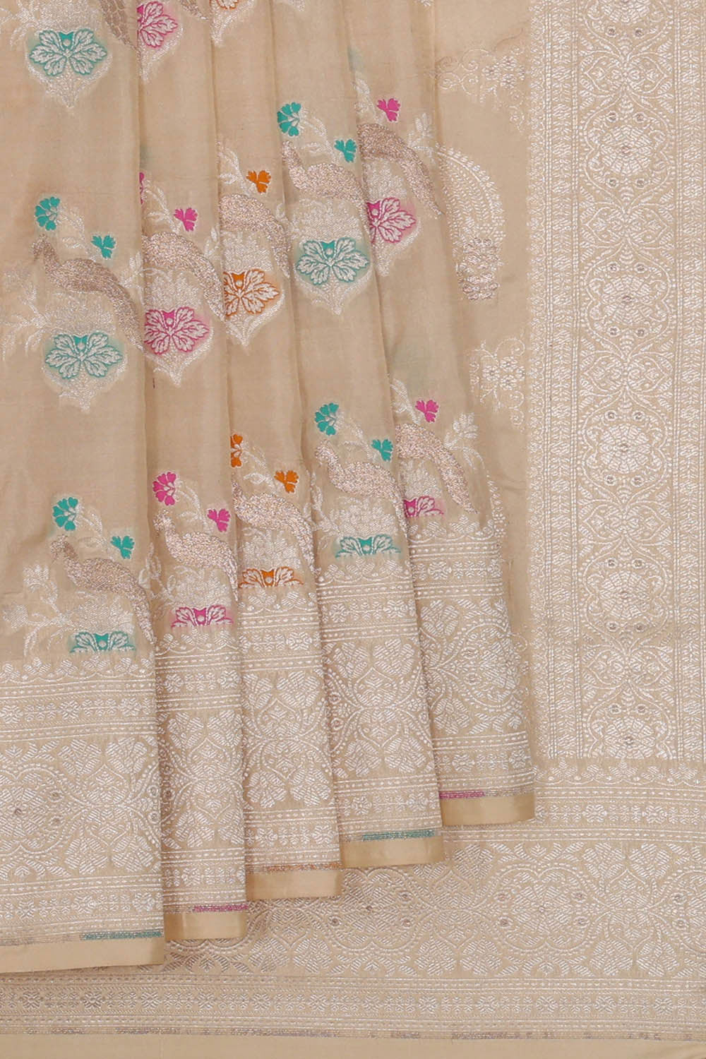 Image of Banarasi Silk Cream Saree