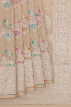 Image of Banarasi Silk Cream Saree