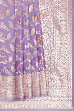 Image of Banarasi Silk Lavender Saree