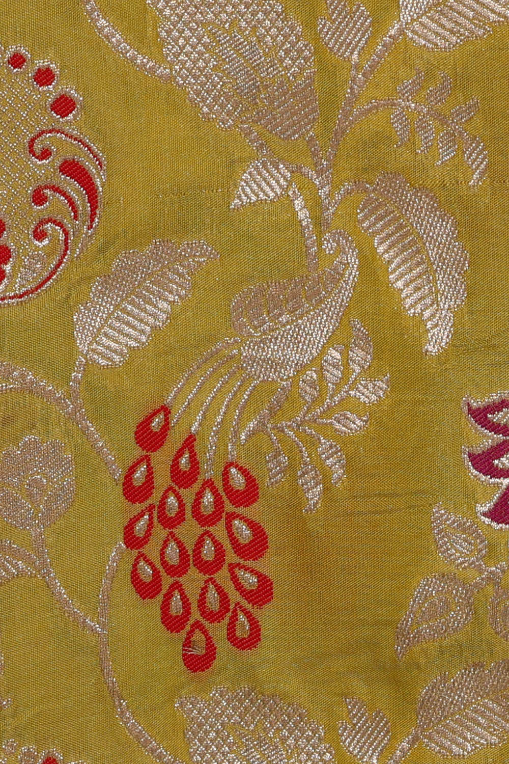 Image of Banarasi Silk Golden Green Saree