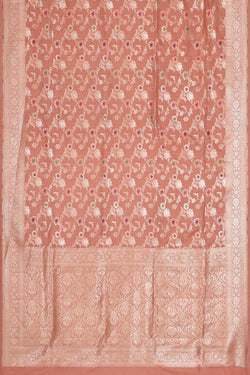 Image of Banarasi Silk Peach Saree