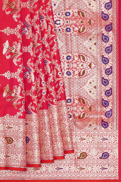 Image of Banarasi Silk Red Saree