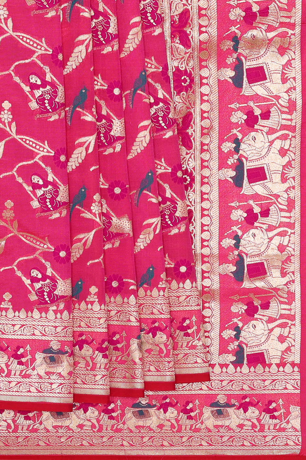 Image of Banarasi Silk Rani Pink Saree